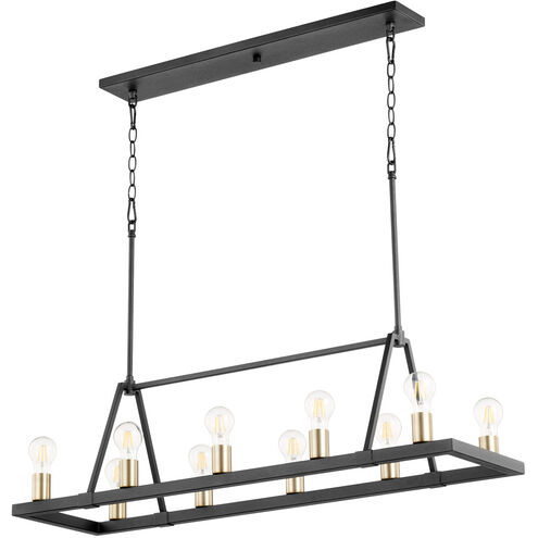 Paxton 10 Light 12 inch Noir and Aged Brass Chandelier Ceiling Light