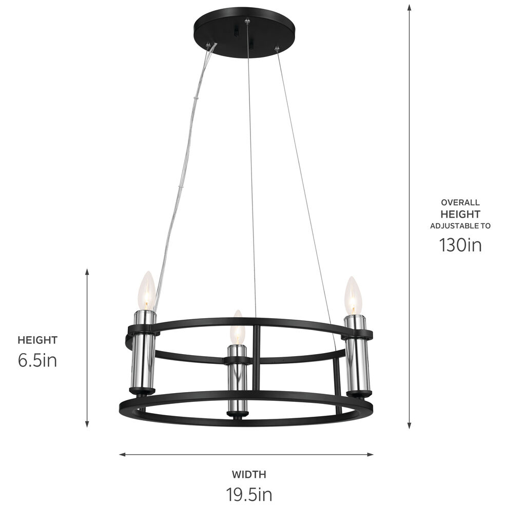 Rosalind 3 Light 19.5 inch Black Chandelier Ceiling Light