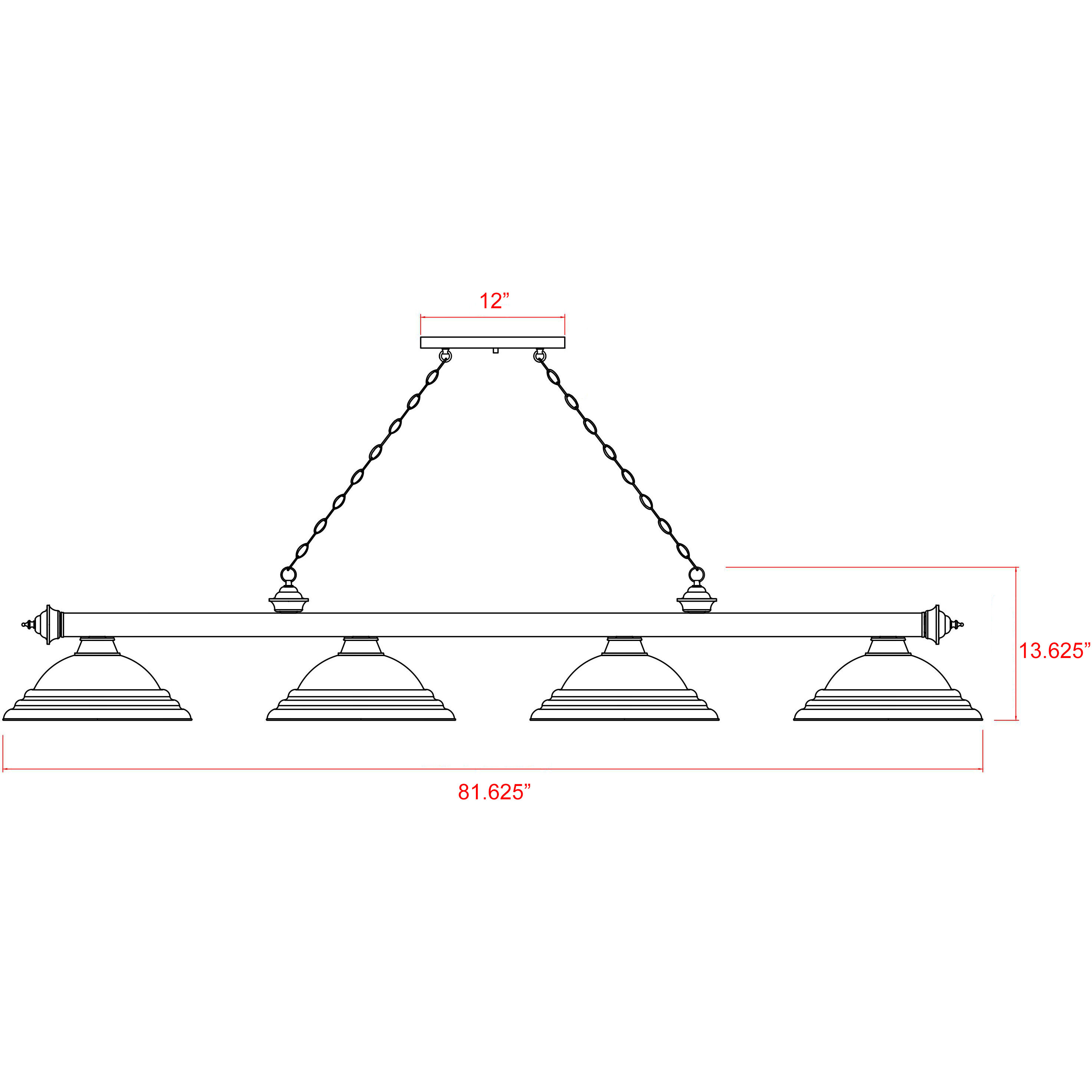 Cordon 4 Light 81.75 inch Bronze Plate Billiard Ceiling Light in Rubbed Brass Metal