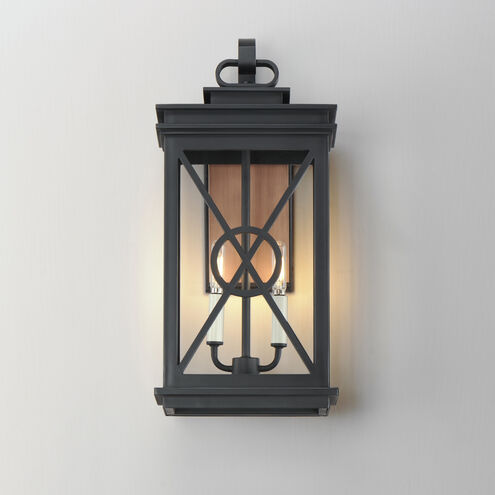 Yorktown VX 2 Light 21.5 inch Black and Aged Copper Outdoor Wall Mount