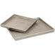 Square Linen Antique Nickel Tray, Set of 2