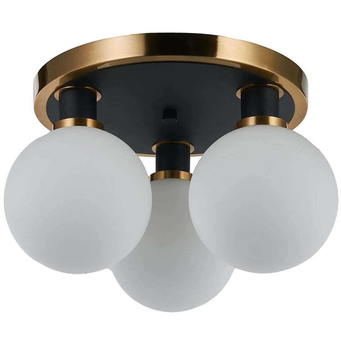Gem LED 14.5 inch Black and Brushed Brass Semi-Flush Mount Ceiling Light in White