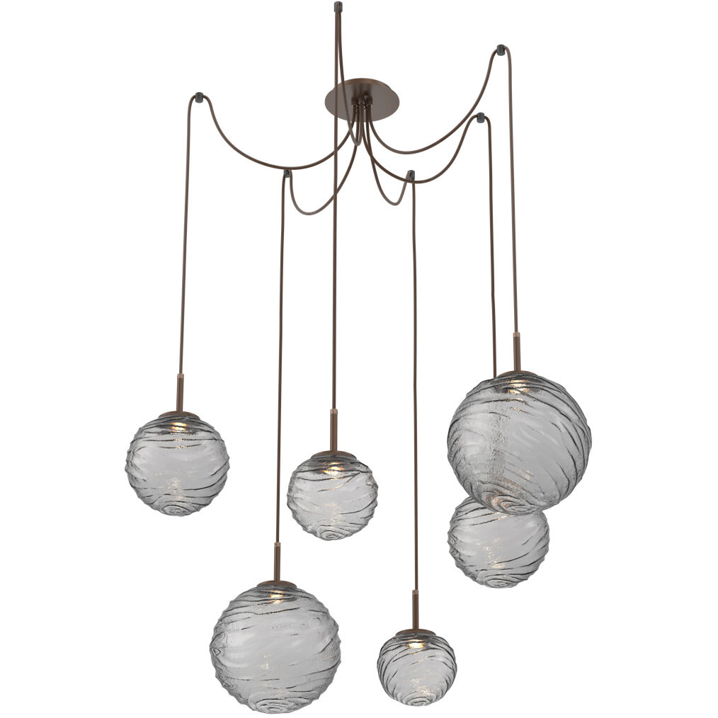 Gaia LED 19.4 inch Burnished Bronze Swag Multi-Pendant Ceiling Light in 3000K LED, Smoke