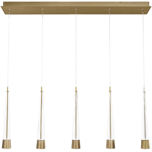 Quill LED 2.63 inch Aged Brass Multi-Light Pendant Ceiling Light, dweLED