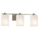 Fusion 3 Light 24 inch Brushed Nickel Vanity Light Wall Light in Cylinder with Flat Rim, Incandescent, Opal Fusion