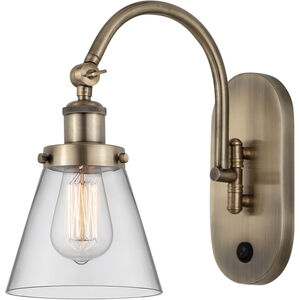 Franklin Restoration Cone LED 6.25 inch Antique Brass Sconce Wall Light in Clear Glass