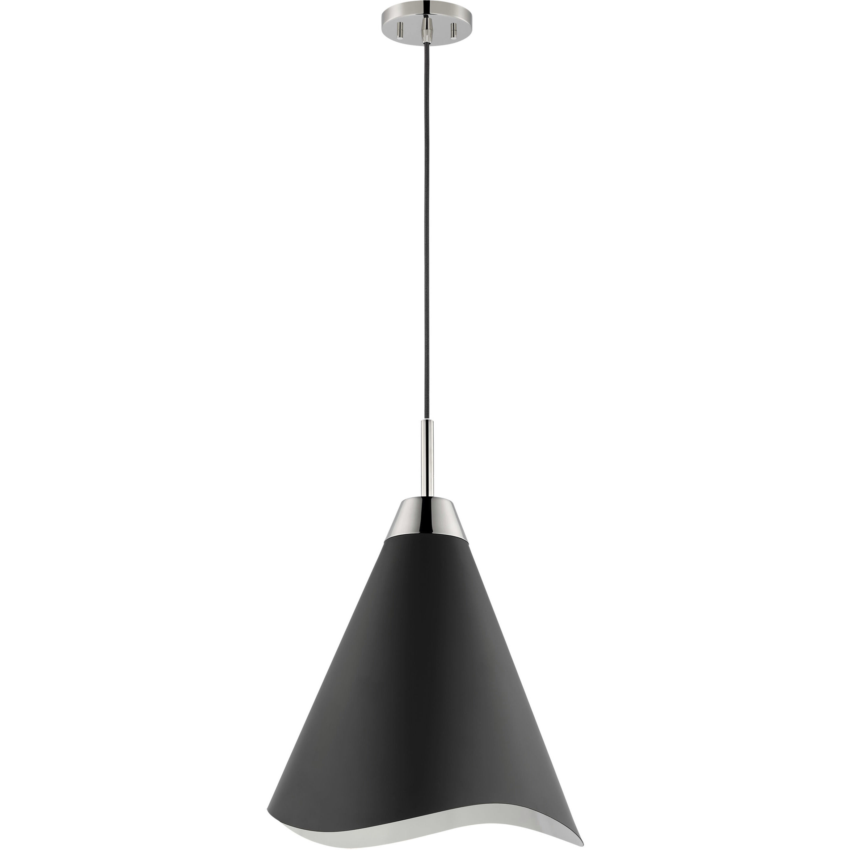 Tango 1 Light 8 inch Matte Black/Polished Nickel Pendant Ceiling Light