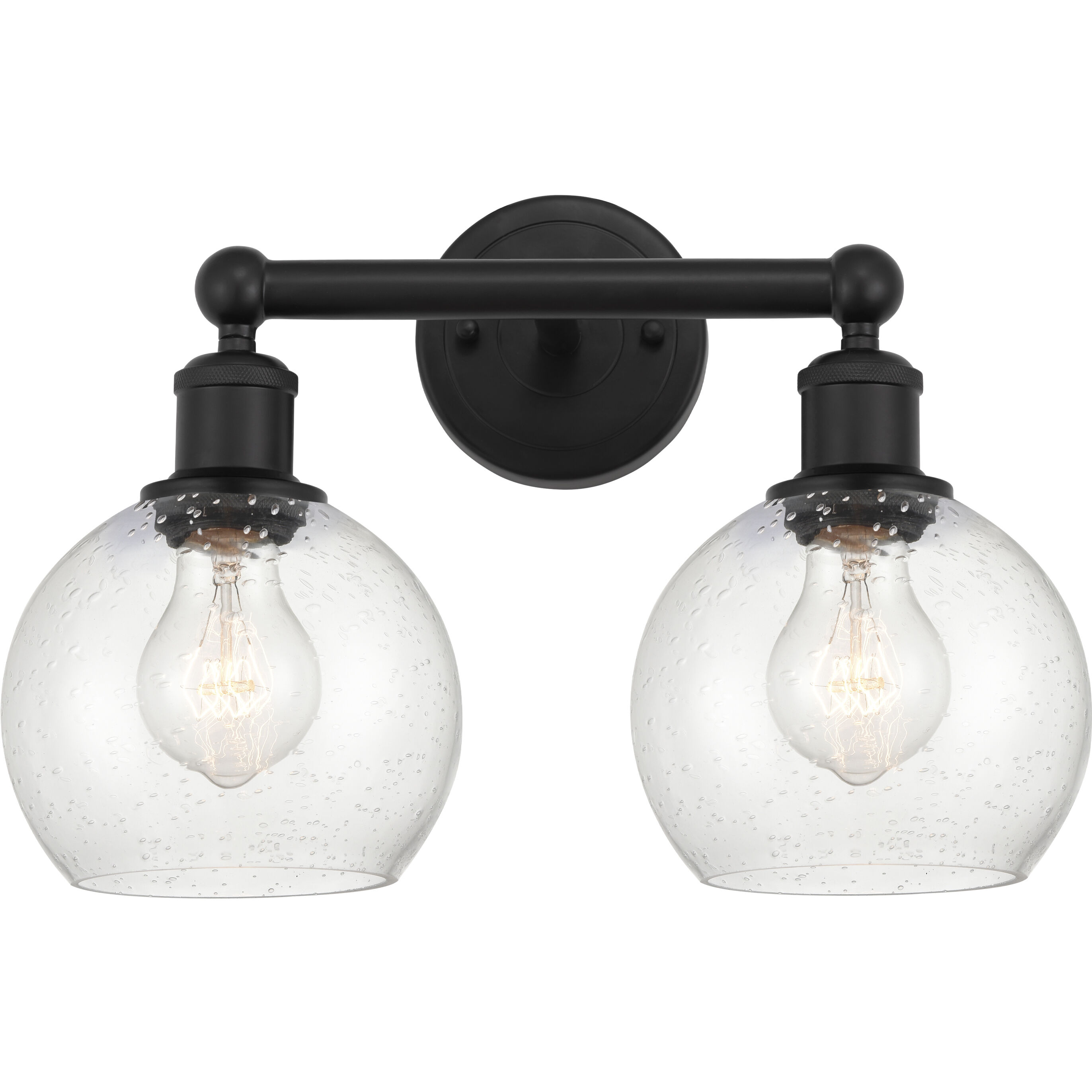 Edison Athens 2 Light 15 inch Matte Black Bath Vanity Light Wall Light in Seedy Glass
