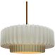 Radiance Collection - Pleated Tier Pendant Ceiling Light in Black Cord, Polished Brass, Replaceable Bulb, Matte White/Champagne Gold, 14.5W x 5.25H, Form+Finish+Function