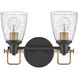 Easton 2 Light 14.5 inch Black with Heritage Brass Vanity Light Wall Light