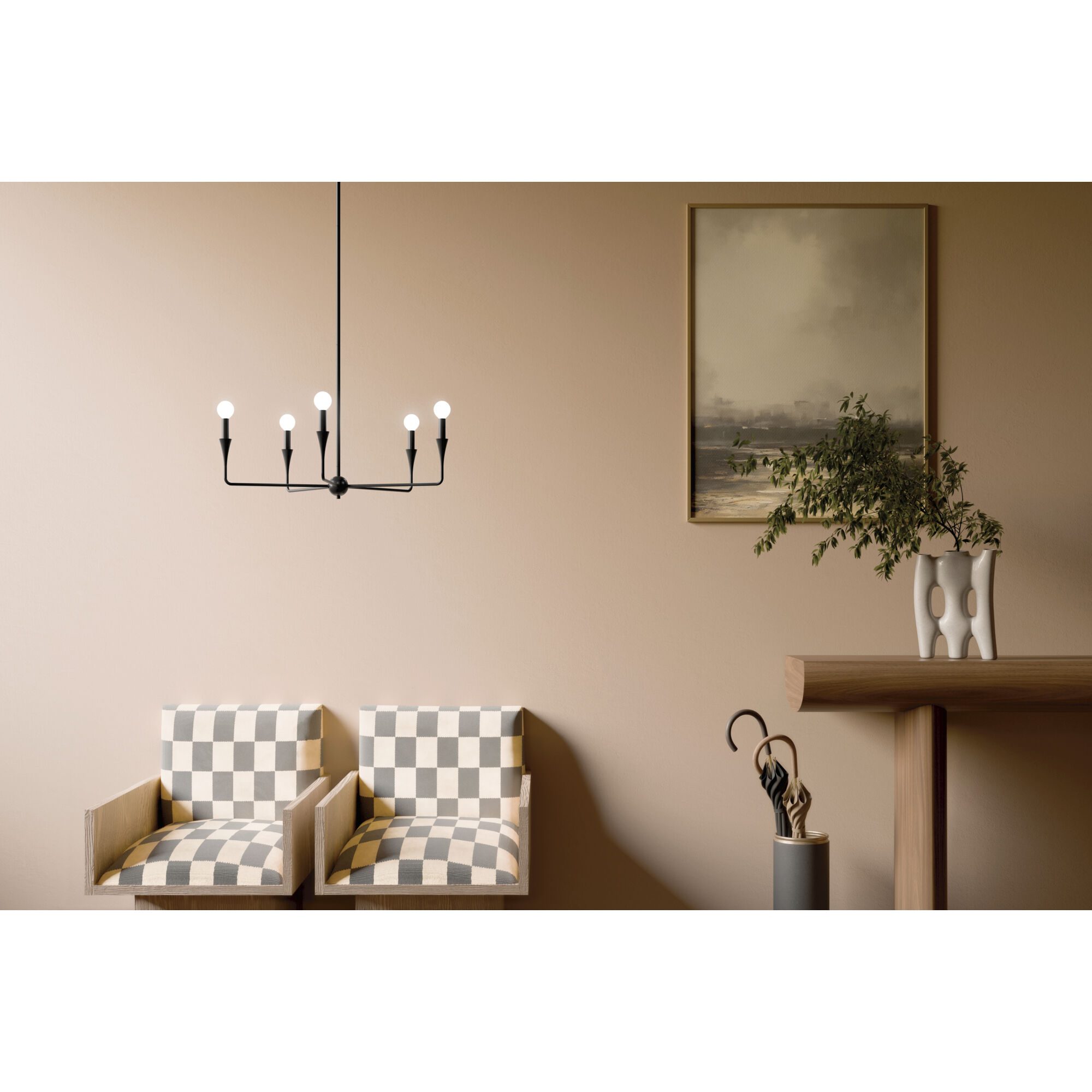 Alvaro 5 Light Black Chandelier Ceiling Light, 1 Tier Small