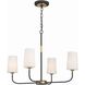 Niles 4 Light 29 inch Black Forged and Modern Gold Chandelier Ceiling Light