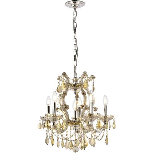 Maria Theresa 6 Light 20 inch Golden Teak Dining Chandelier Ceiling Light in Royal Cut
