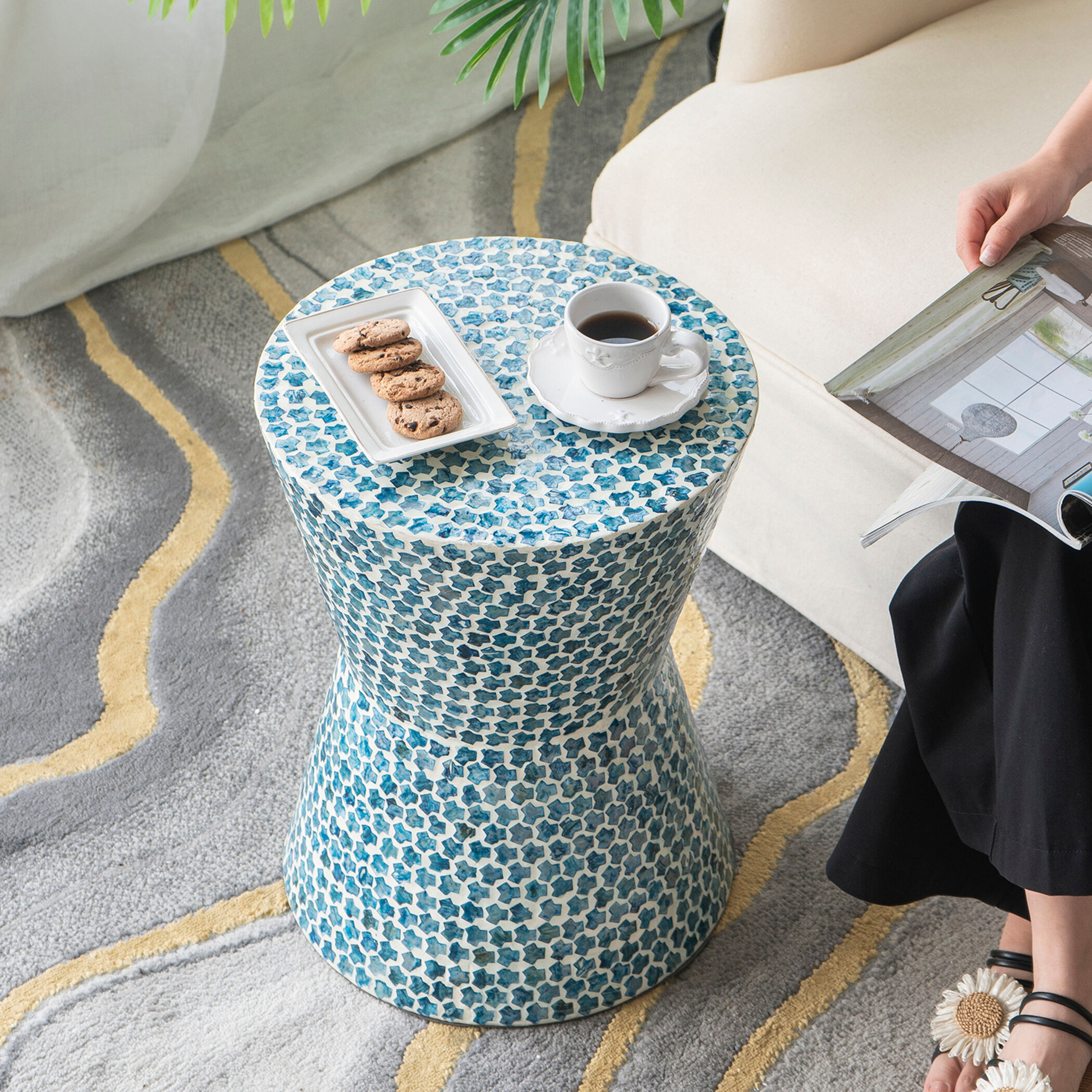 Anita 19.7 inch Blue Stool