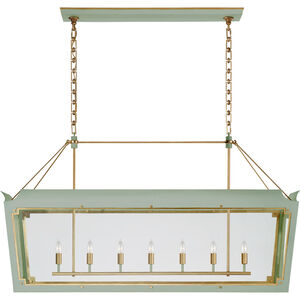 Julie Neill Caddo 7 Light 56.25 inch Celadon with Gild Linear Lantern Pendant Ceiling Light in Celadon and Gild, Large