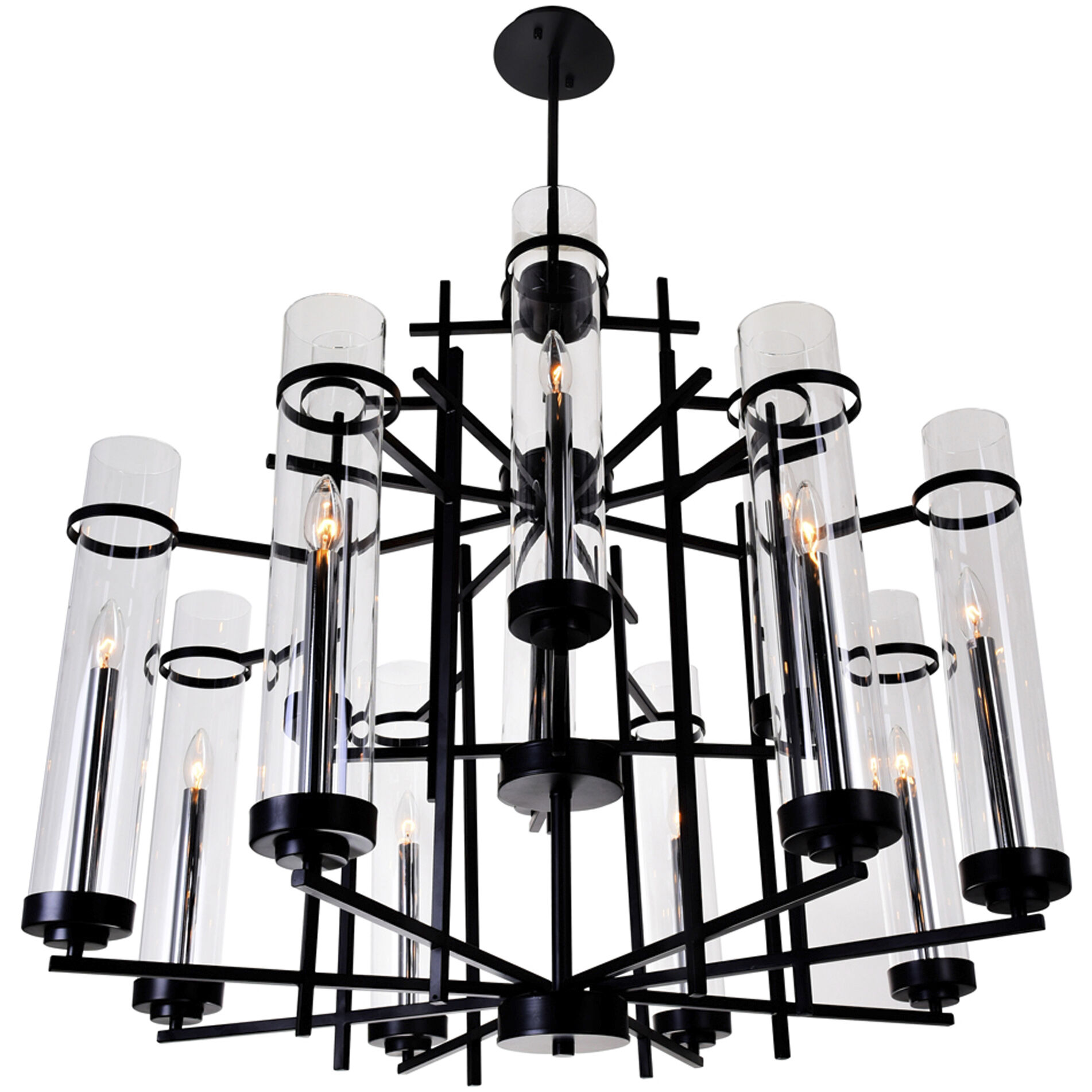 Sierra 12 Light 38 inch Black Up Chandelier Ceiling Light