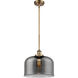 Ballston X-Large Bell 1 Light 8 inch Brushed Brass Pendant Ceiling Light in Plated Smoke Glass