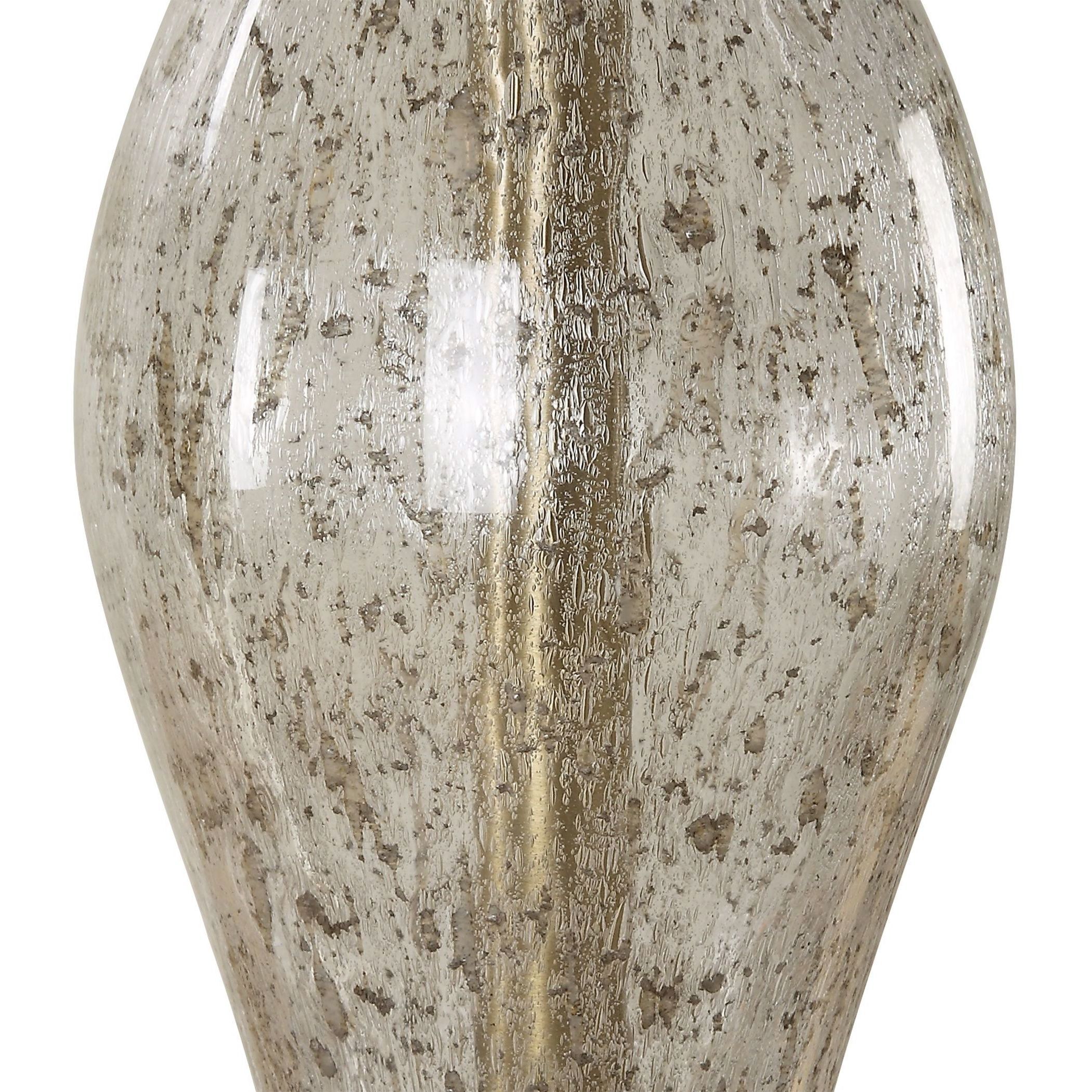 Out Of Time 29.75 inch 150.00 watt Seeded Glass with Gray Flecks and Antiqued Brass Table Lamp Portable Light