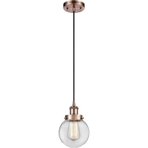 Ballston Beacon 1 Light 6 inch Antique Copper Mini Pendant Ceiling Light in Clear Glass