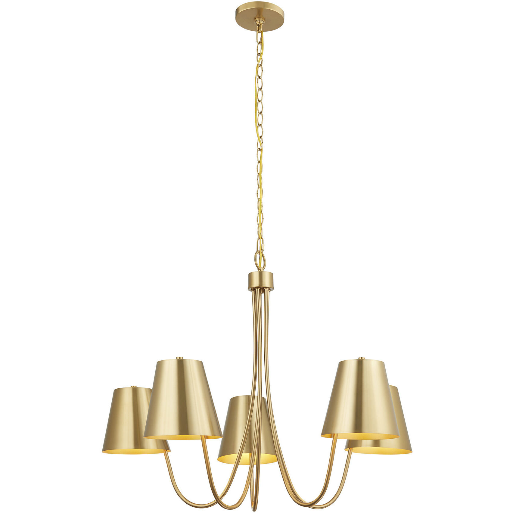 Modern 5 Light 32 inch Natural Brass Chandelier Ceiling Light