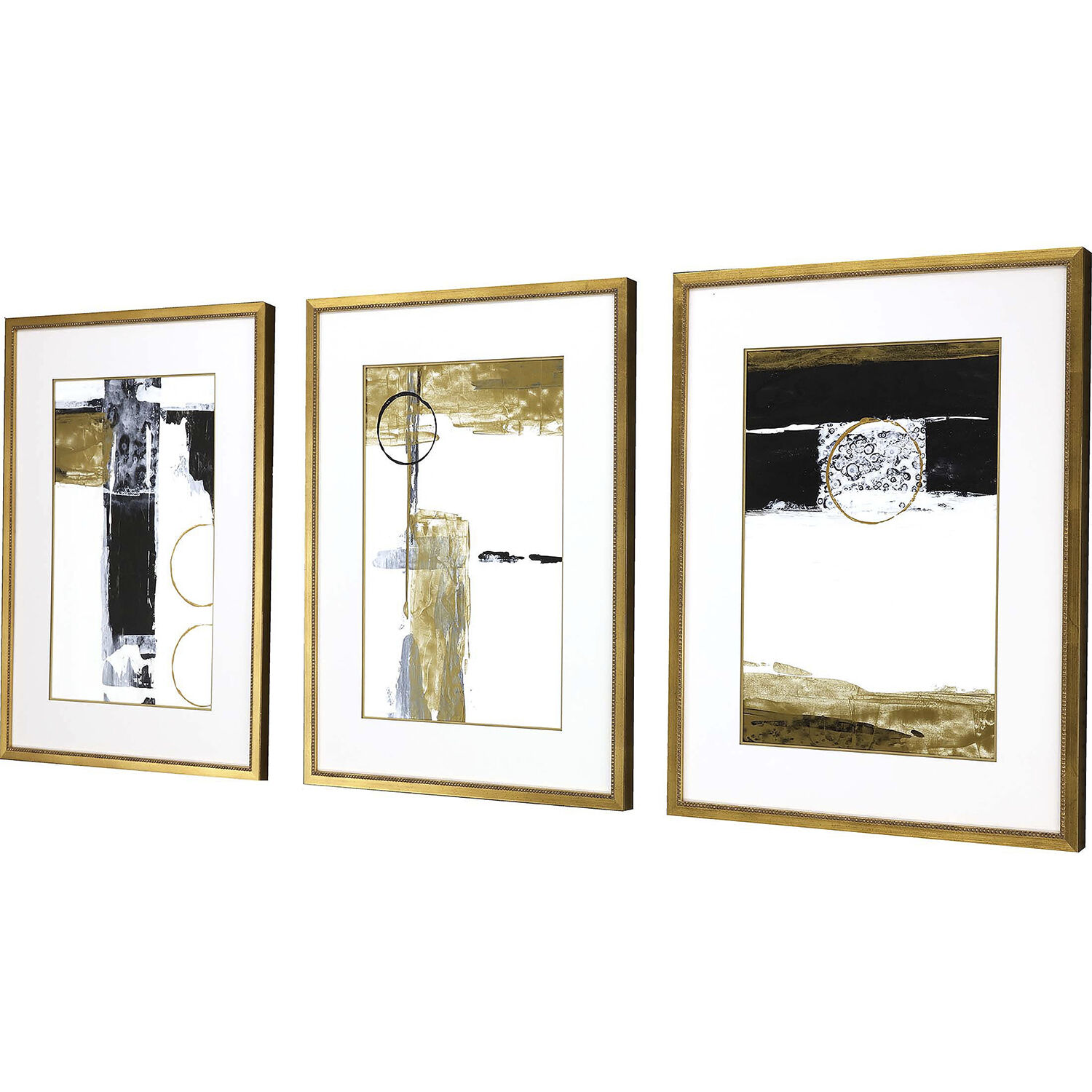 Neo Moderne White and Metallic and Brown Framed Art, The Studio