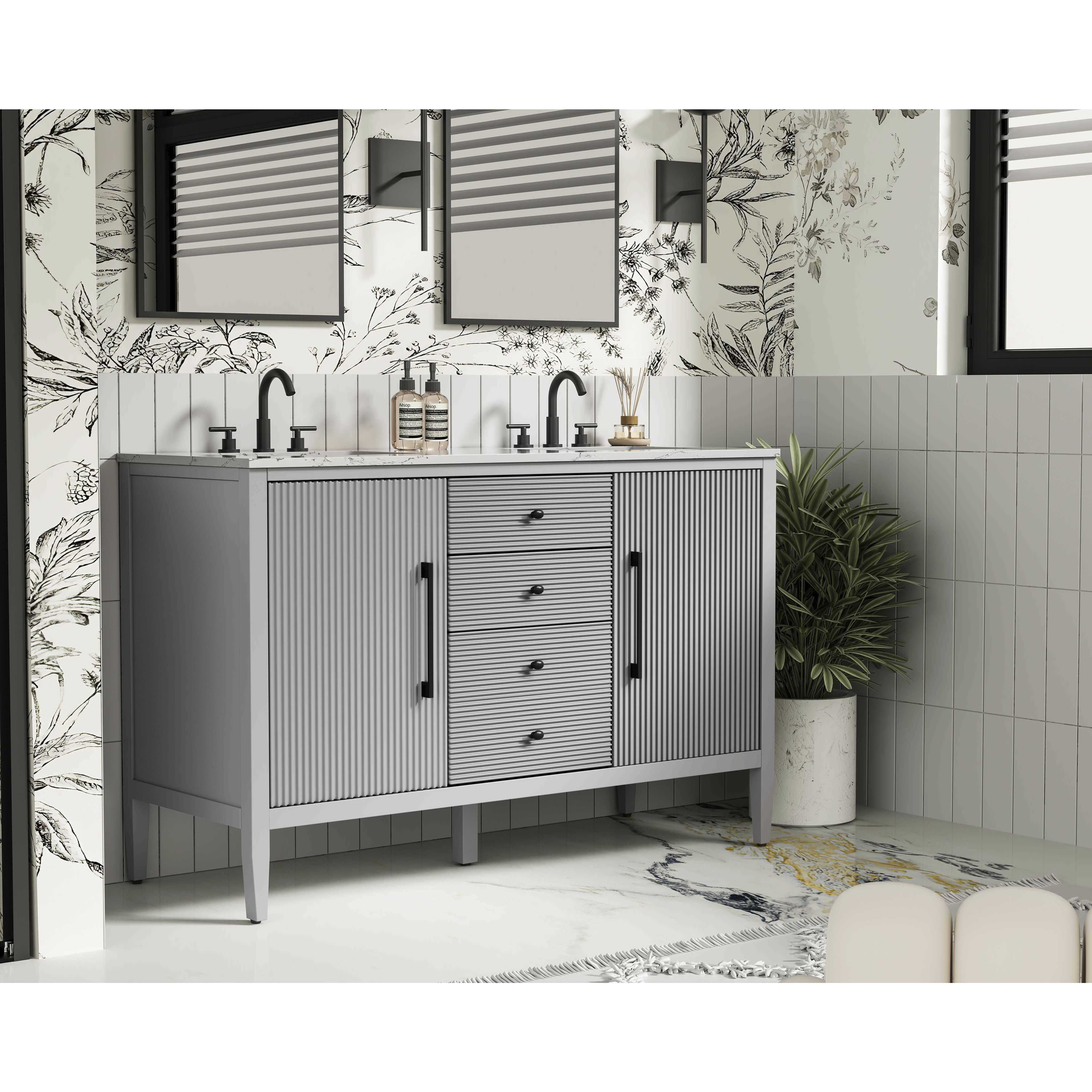 Blakely 54 X 34 inch Grey Bathroom Vanity Cabinet
