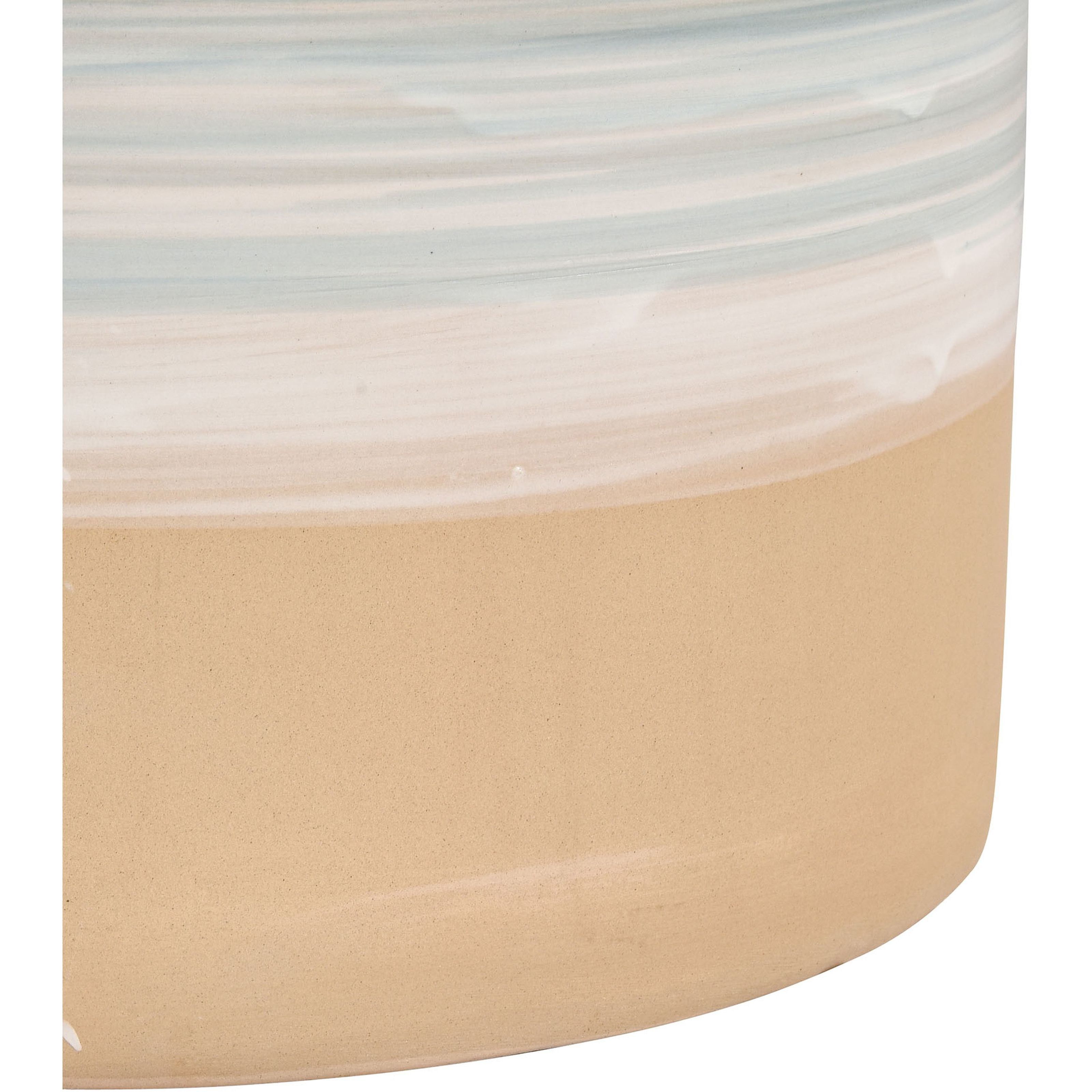 Roe Bay 18 inch Blue Glazed with White Glazed and Beige Accent Stool