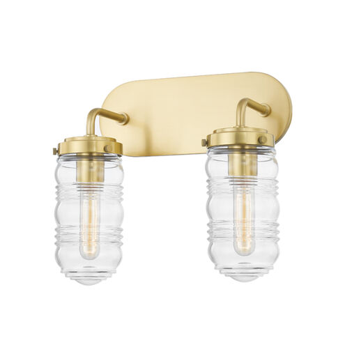 Clara 2 Light 14.25 inch Aged Brass Bath Bracket Wall Light