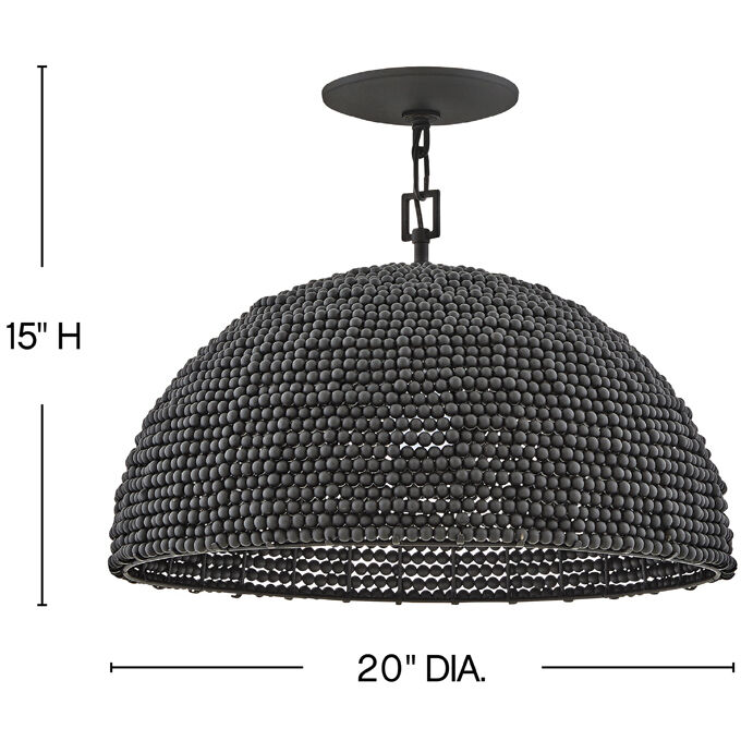 Dalia 1 Light 20 inch Black Pendant Ceiling Light, Pendant