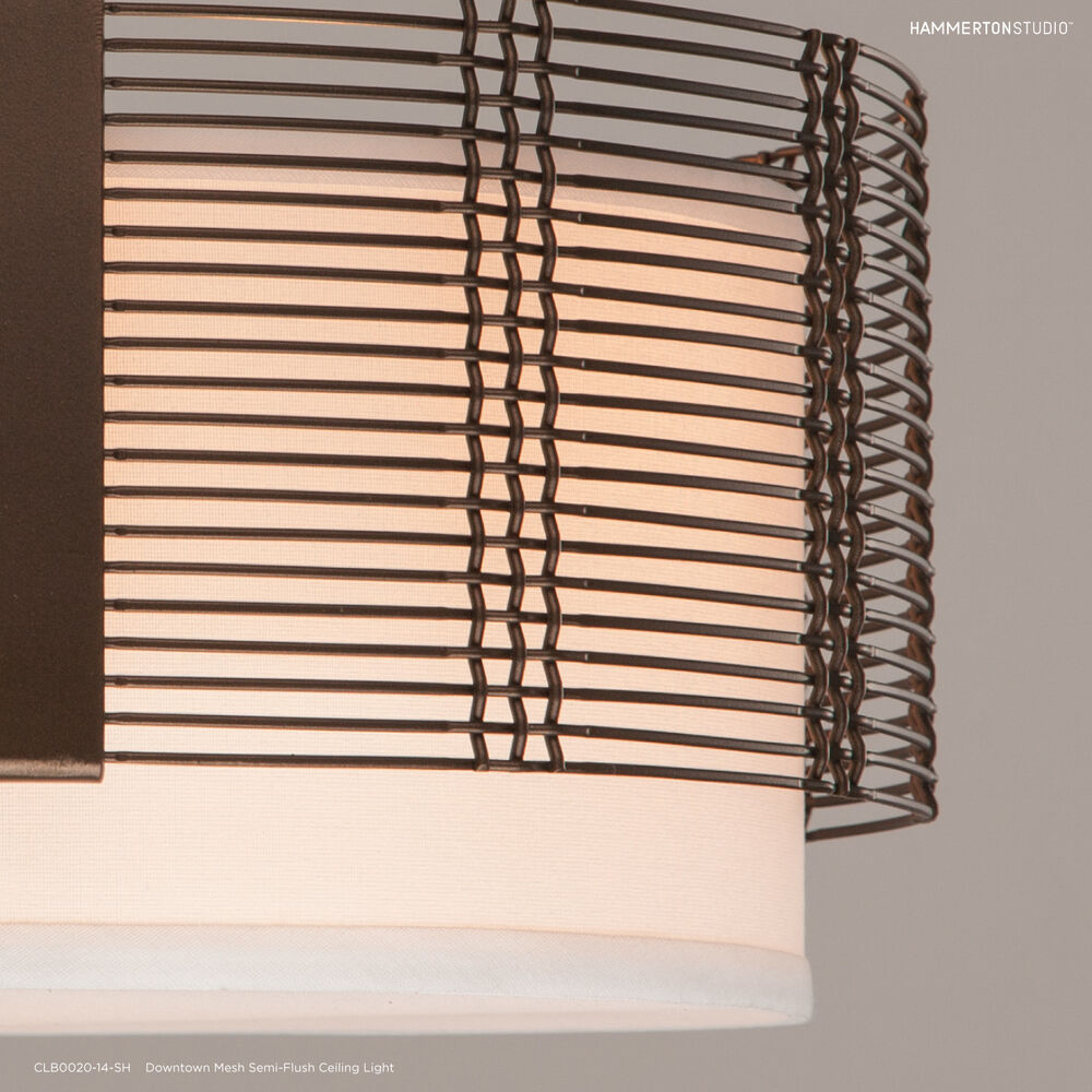 Downtown Mesh 2 Light 14.5 inch Matte Black Semi Flush Ceiling Light