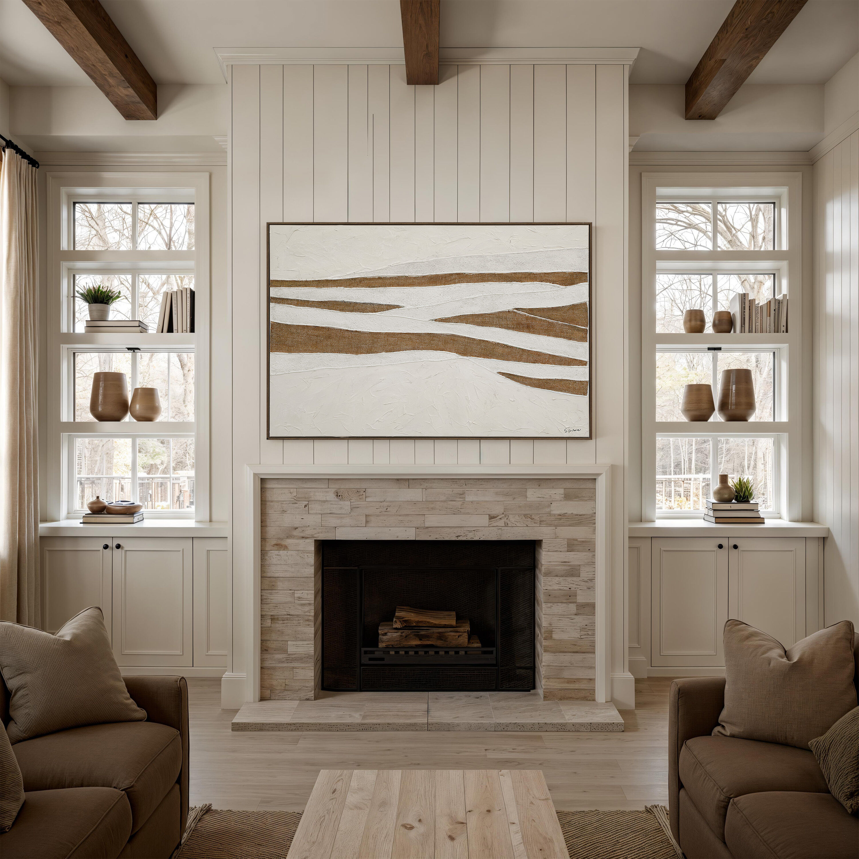 Muralis Multicolor and Dark Oak Canvas Art