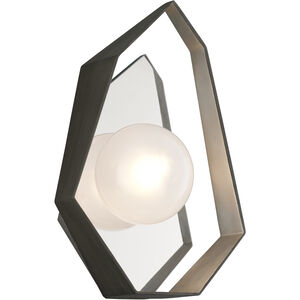 Origami LED 9.25 inch Graphite With Silver Leaf Wall Sconce Wall Light, Frosted Clear Glass