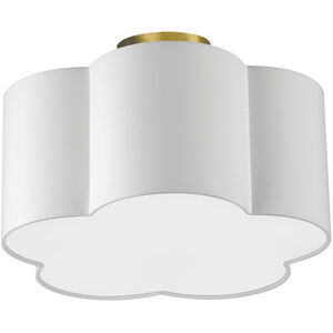 Phlox 3 Light 15 inch Aged Brass with White Flush Mount Ceiling Light
