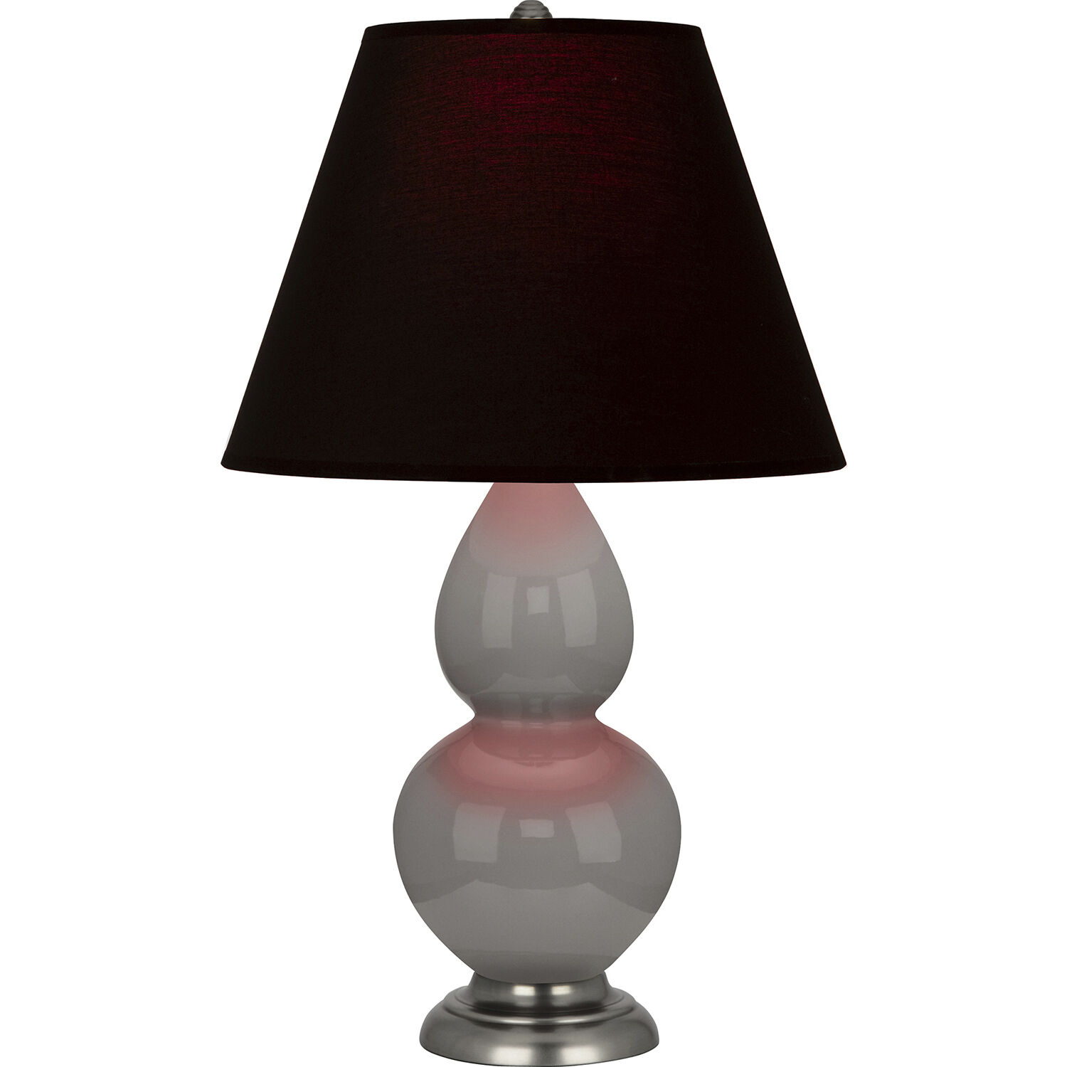 Small Double Gourd 22.75 inch 150 watt Smokey Taupe Glazed Ceramic Accent Lamp Portable Light in Smoky Taupe, Ink Black with Rose Red