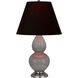 Small Double Gourd 22.75 inch 150 watt Smokey Taupe Glazed Ceramic Accent Lamp Portable Light in Smoky Taupe, Ink Black with Rose Red