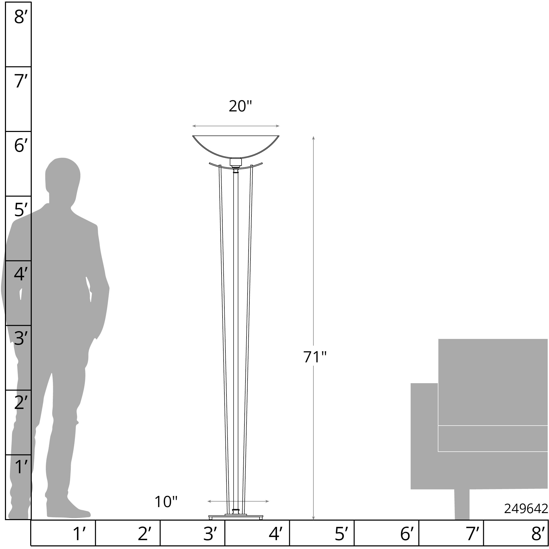 Taper 71 inch 150 watt Sterling Torchiere Portable Light in Sand