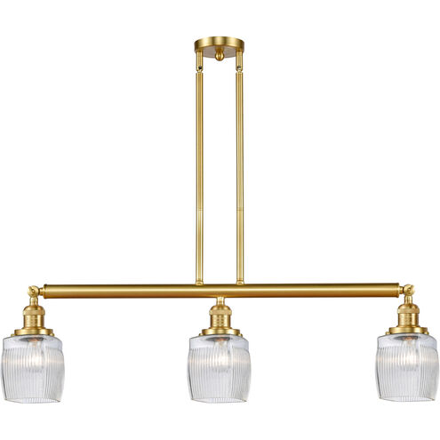Franklin Restoration Colton 3 Light 38 inch Satin Gold Island Light Ceiling Light, Franklin Restoration