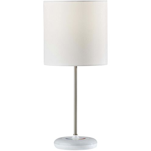 Mia 18.5 inch 40 watt Brushed Steel Color Changing Table Lamp Portable Light in White, Simplee Adesso