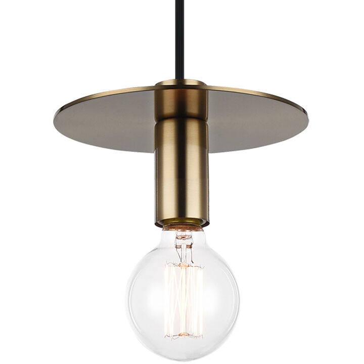 Kasa 1 Light 7.13 inch Aged Gold Brass Pendant Ceiling Light