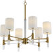 Welkin 6 Light 30 inch Warm Brass and Clear Chandelier Ceiling Light