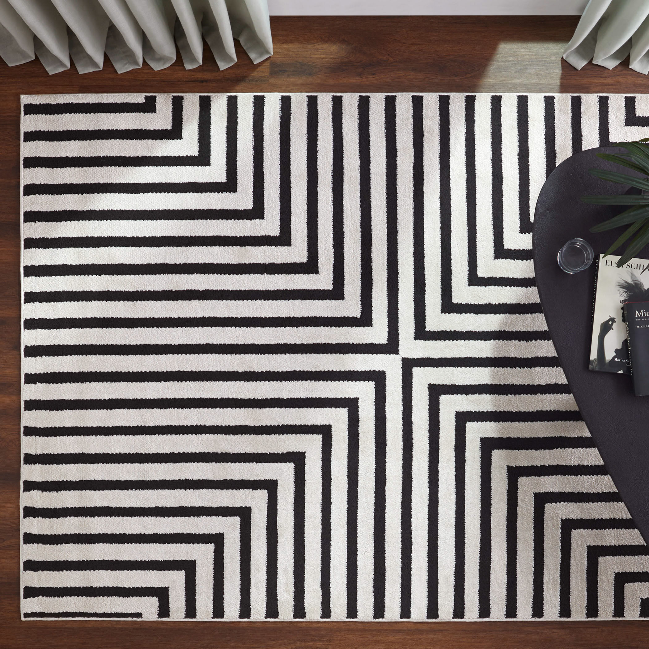 Optika 158 X 118 inch Black/White Rug in 10 x 13