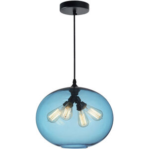 Glass 4 Light 16 inch Black Down Pendant Ceiling Light