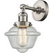 Franklin Restoration Small Oxford LED 7.5 inch Brushed Satin Nickel Sconce Wall Light in Seedy Glass, Franklin Restoration