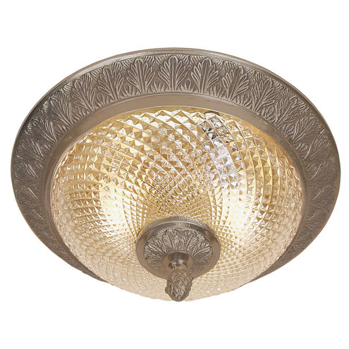 Traditional Brass 2 Light 10 inch Weathered Bronze Flush Mount Ceiling Light