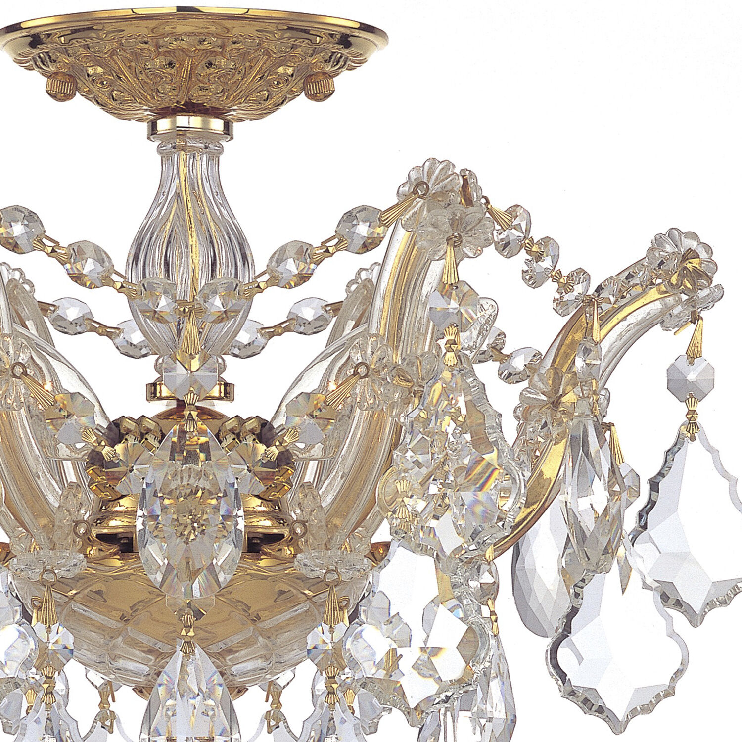 Maria Theresa 3 Light 13.5 inch Gold Semi Flush Ceiling Light in Clear Hand Cut