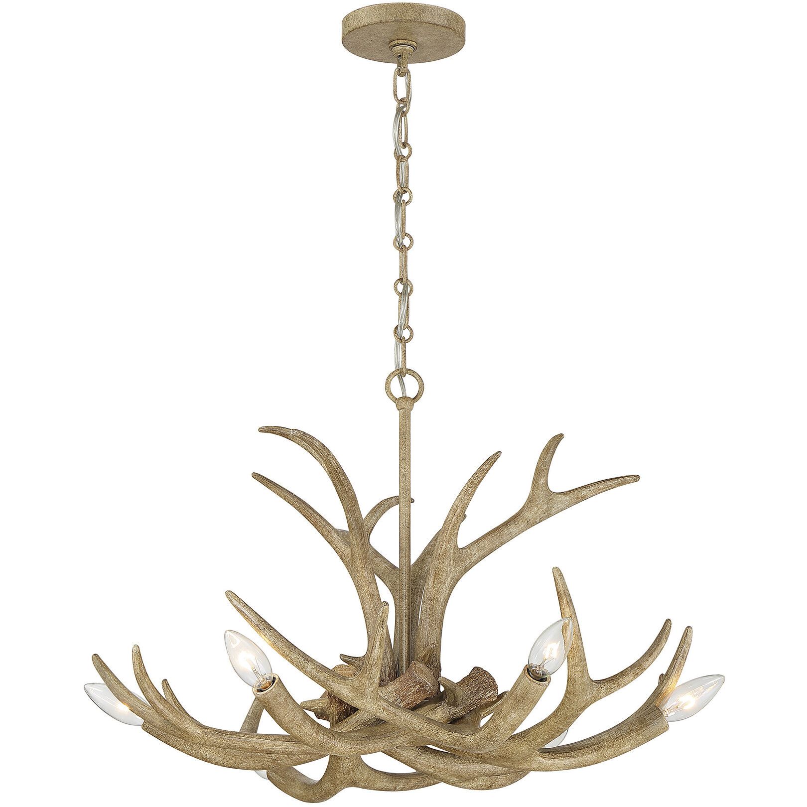 Daniels 6 Light 24 inch Natural Antler Chandelier Ceiling Light