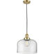 Franklin Restoration Bell 1 Light 12 inch Satin Gold Mini Pendant Ceiling Light in Incandescent, Clear, Franklin Restoration