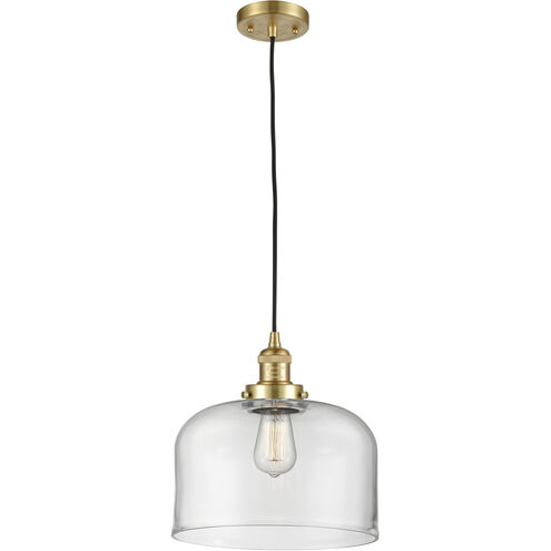 Franklin Restoration Bell 1 Light 12 inch Satin Gold Mini Pendant Ceiling Light in Incandescent, Clear, Franklin Restoration