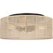 Bellamy 3 Light 16.25 inch Black Flush Mount Ceiling Light in Natural Rattan