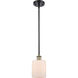 Ballston Cobbleskill LED 5 inch Black Antique Brass Pendant Ceiling Light in Matte White Glass, Ballston